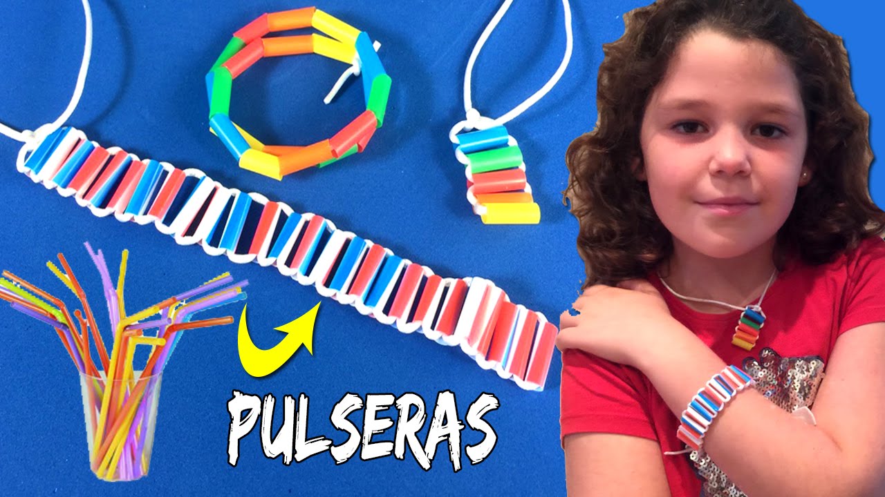 C&oacute;mo hacer PULSERAS con pajitas * MANUALIDADES de reciclaje