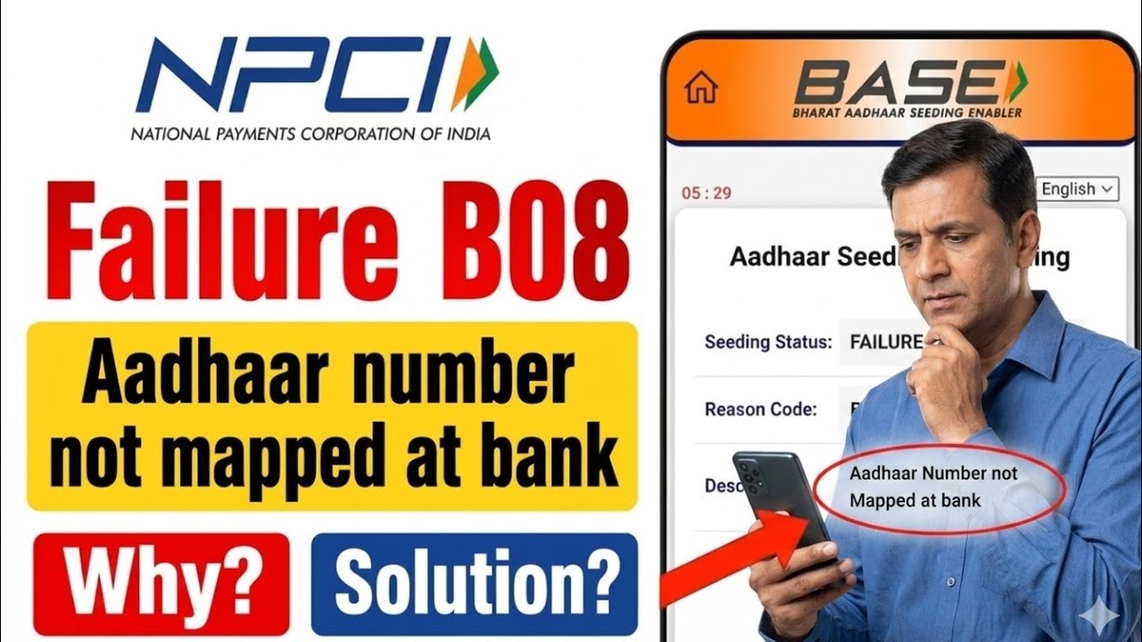 Aadhaar Number not Mapped at Bank Problem Solve |DBT Link Problem Aadhaar not mapped at bank account