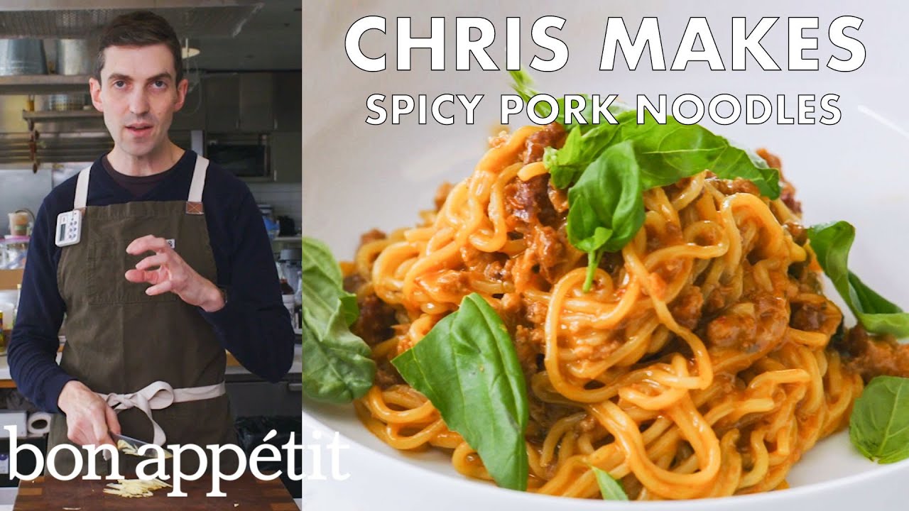 Chris Makes Spicy-Sweet Sambal Pork Noodles | From the Test Kitchen | Bon Appétit