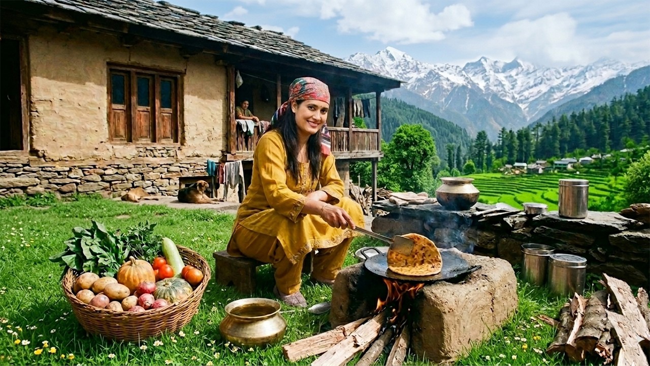 Himalayan Village Life: Making Authentic Home-Grown Aalu Paratha😋😋 In Pahadi Style