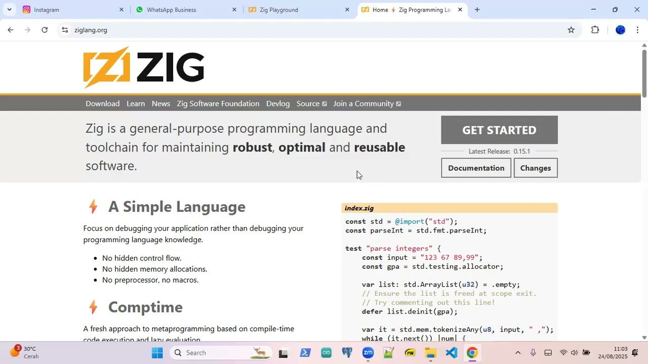 Cara install Zig pada Windows 11 dan menjalankan project Zig