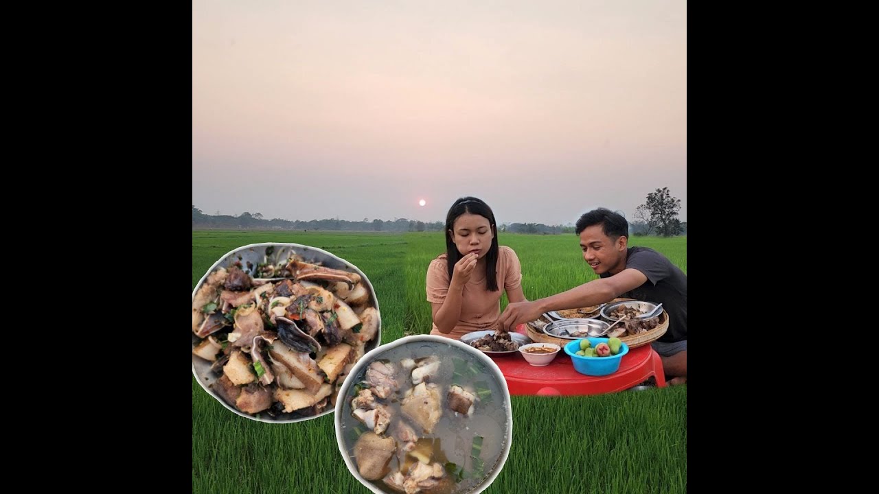 မောင်လေးနဲ့ ညနေဆည်းဆာ အလှကြည့်ရင်း ဝက်ခေါင်းသုပ်နဲ့ ဝက်ခြေထောက်စွပ်ပြုတ် စားမယ်😋