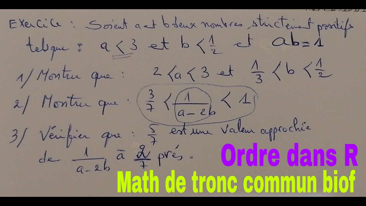 ordre dans R: exercice corrigés  tres importante--math de tcs biof
