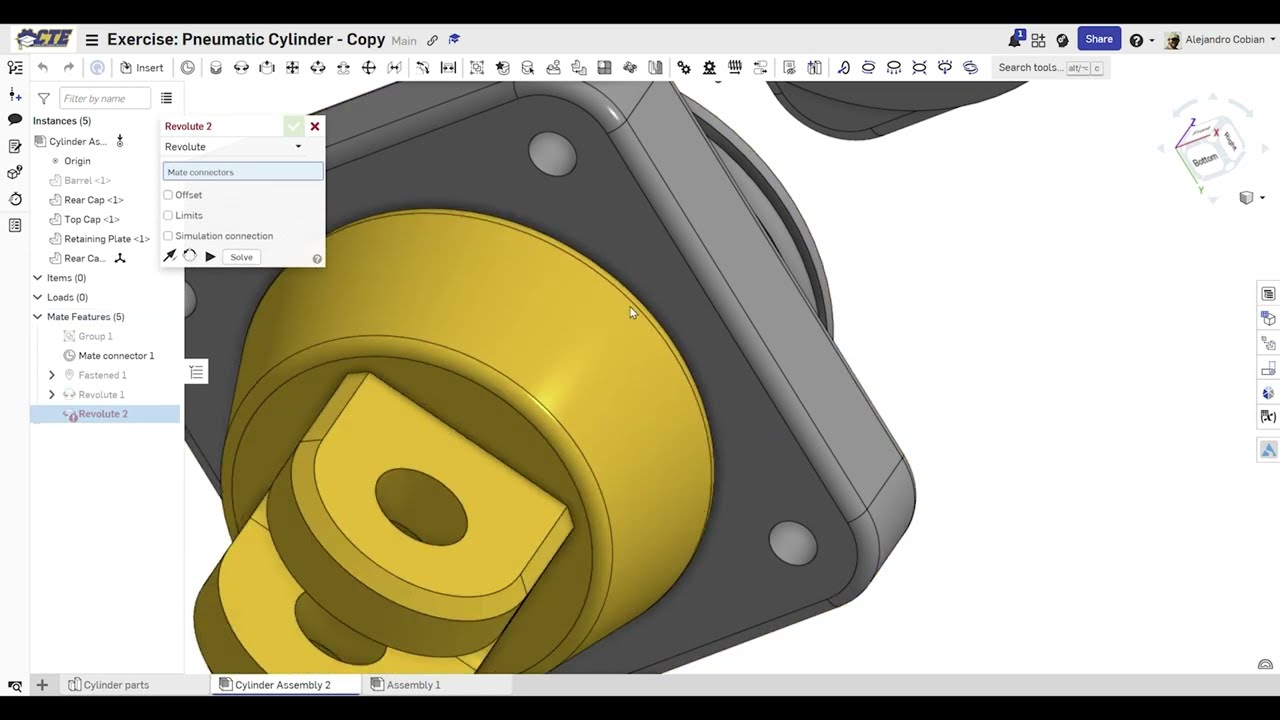 Пневматический цилиндр Onshape (основы)
