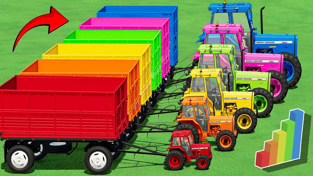 Mini to BIG TRACTORS with FRUIT Trailer! EXTREME MUDDY PARKOUR with PORTAL TRAP! FS22