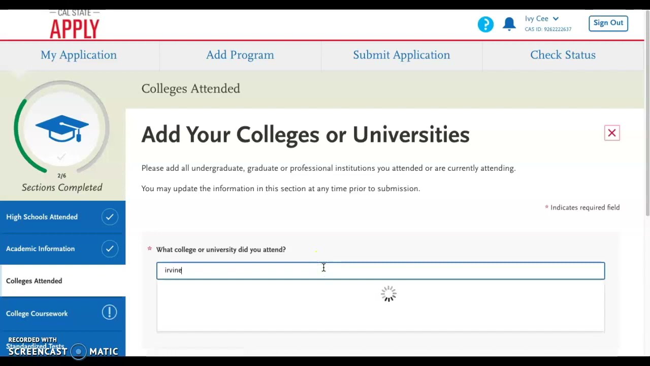 CSU Application: Colleges Attended and College Coursework