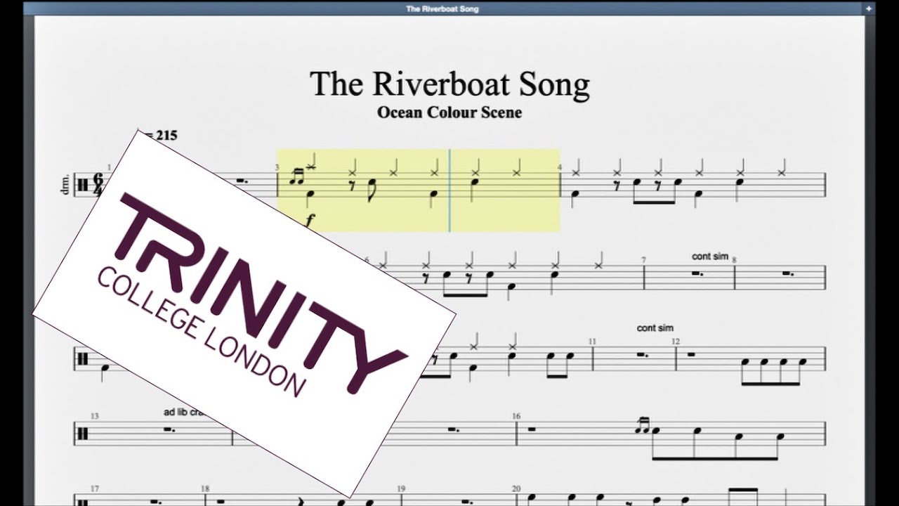 The Riverboat Song Trinity Grade 5 Drums