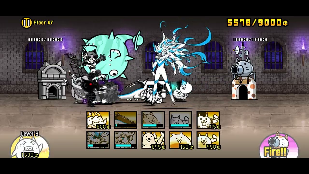 Battle cats - Heavenly tower floor 47 Luna carried, v15.1