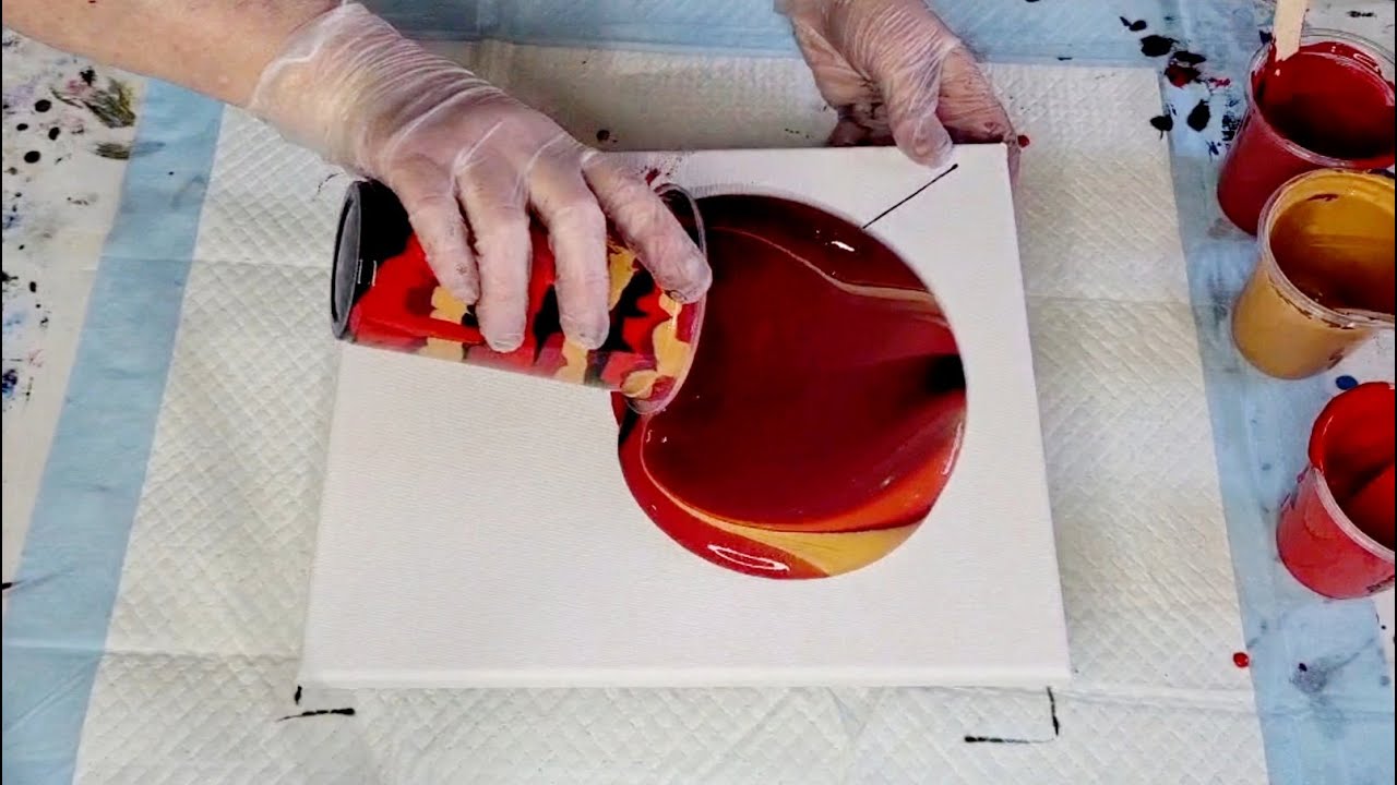 #1305 Red, Black And Gold Acrylic Flip Cup Pour