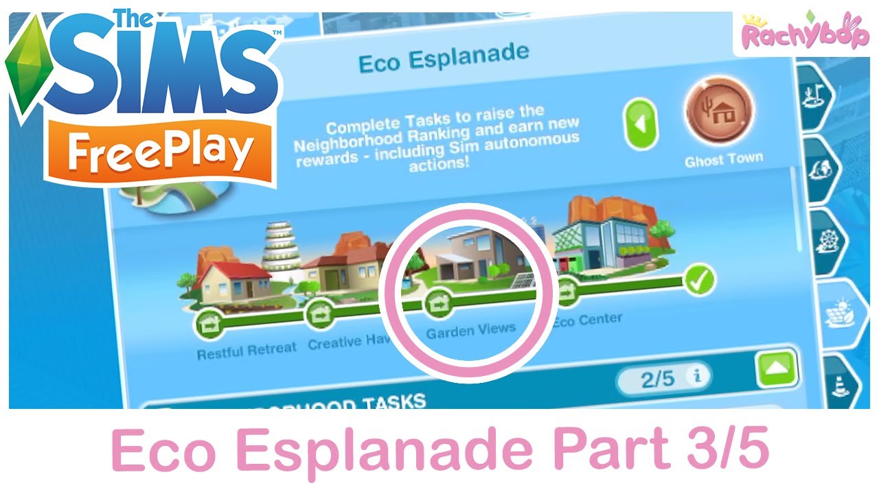 The Sims Freeplay Sim Springs Eco Esplanade Garden Views WALKTHROUGH P3/5