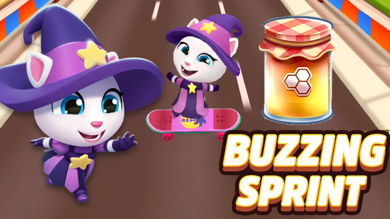 Talking Tom Gold Run Witch Angela in Buzzing Sprint event Gameplay Android ios