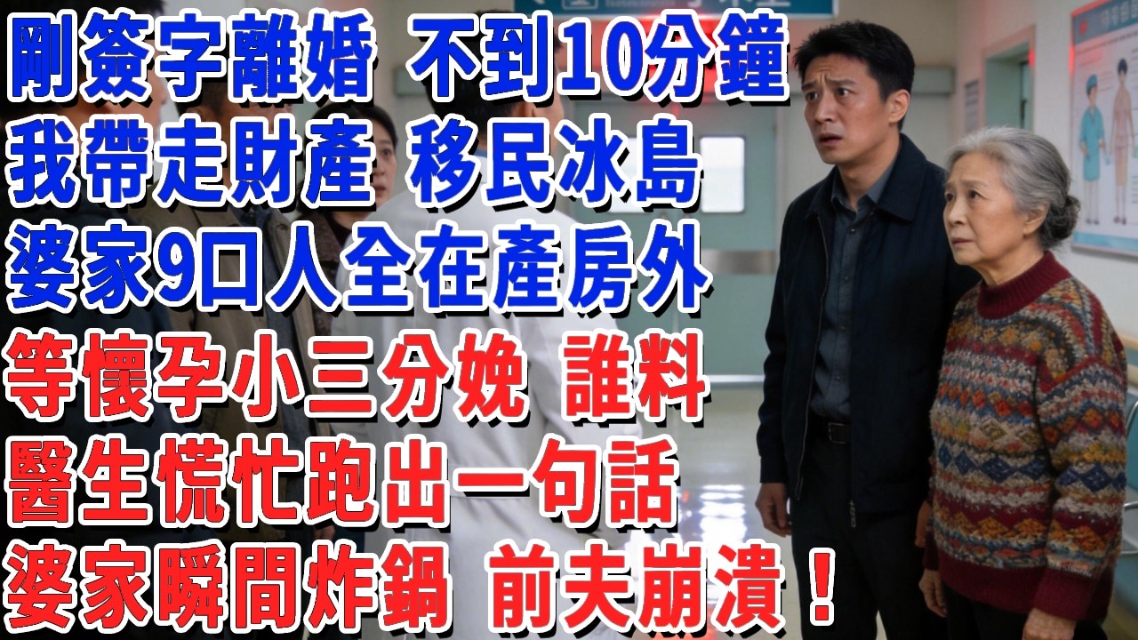 剛簽字離婚 不到10分鐘，我帶走財產 移民冰島，婆家9口人全在產房外，等懷孕小三分娩，誰料 醫生慌忙跑出一句話，婆家瞬間炸鍋 前夫崩潰！#小娟講故事 #情感故事 #老年生活