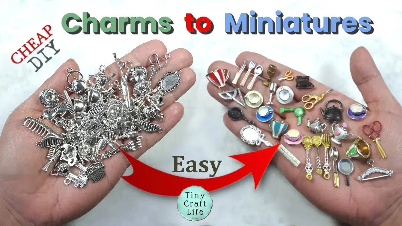 Cheap CHARMS for MINIATURES || Quick Easy HACK || DIY #miniaturehacks #jewelrycharms #jewellerycharm