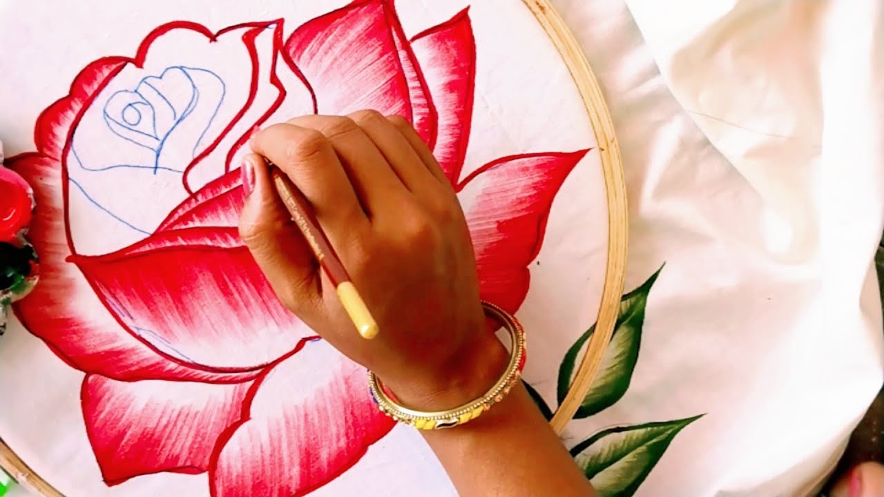Easy Rose Painting|Chadar ka Painting Degine