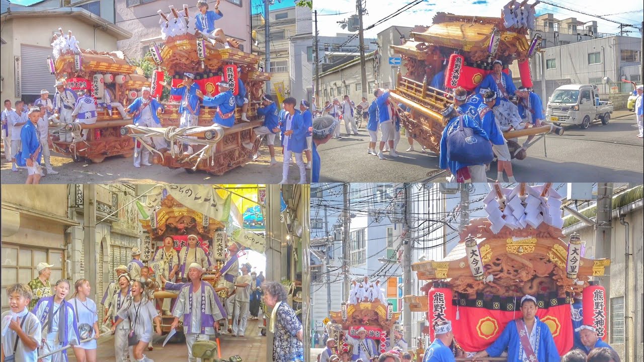 2024.7.17 東成区 大今里·東今里(神路) だんじり 真夏の昼の2台曳き 熊野大神宮 夏祭り