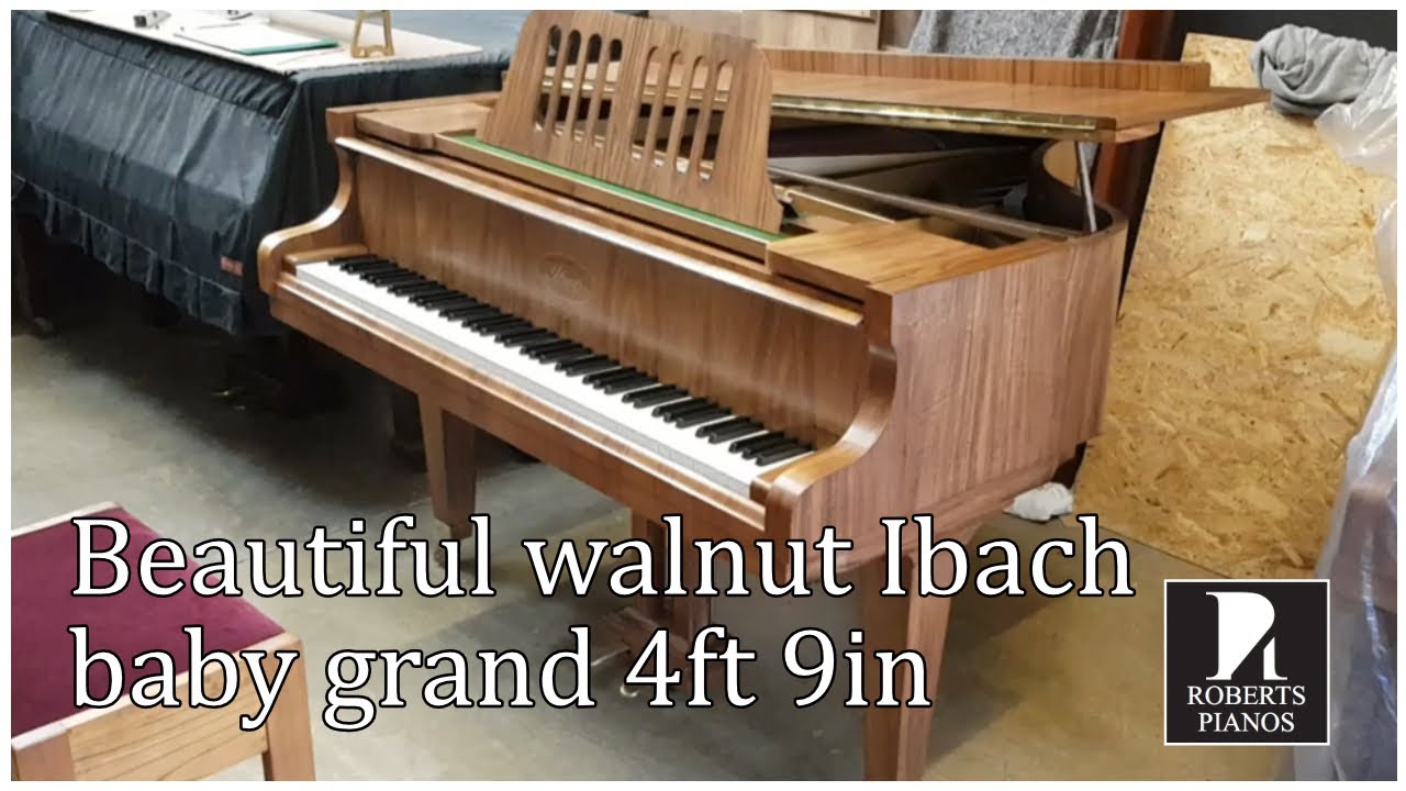 SOLD: Beautiful walnut Ibach baby grand 4ft 9in restored 2016.