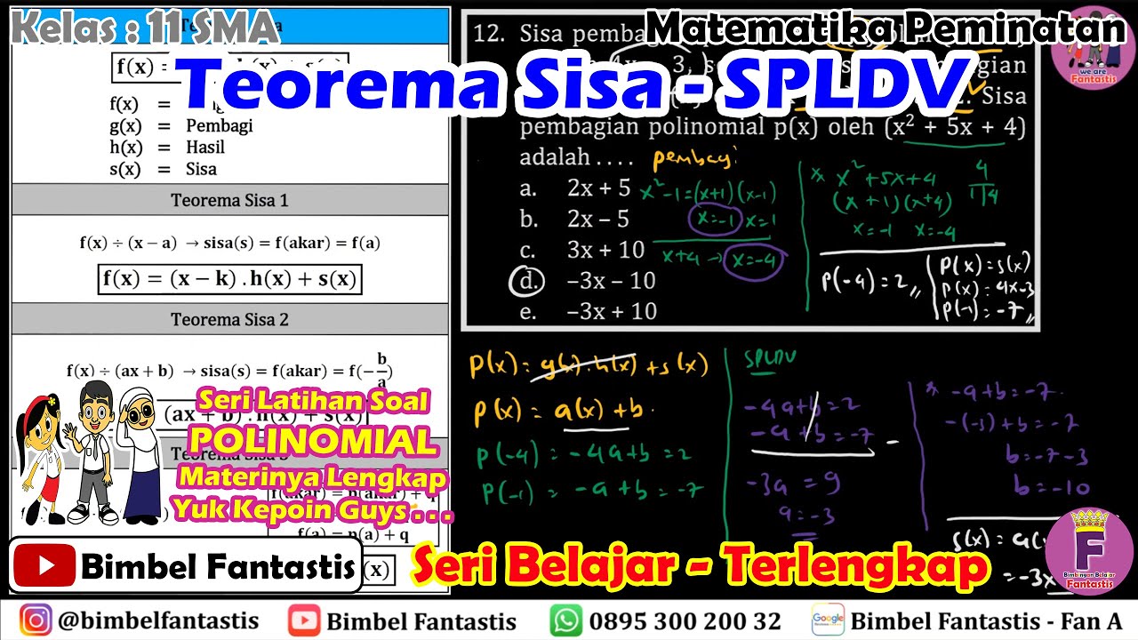 Teorema Sisa - SPLDV || Seri Belajar || No 12 || 2022/K11/S2/MP/B1/UK4 || Mtk Peminatan 11