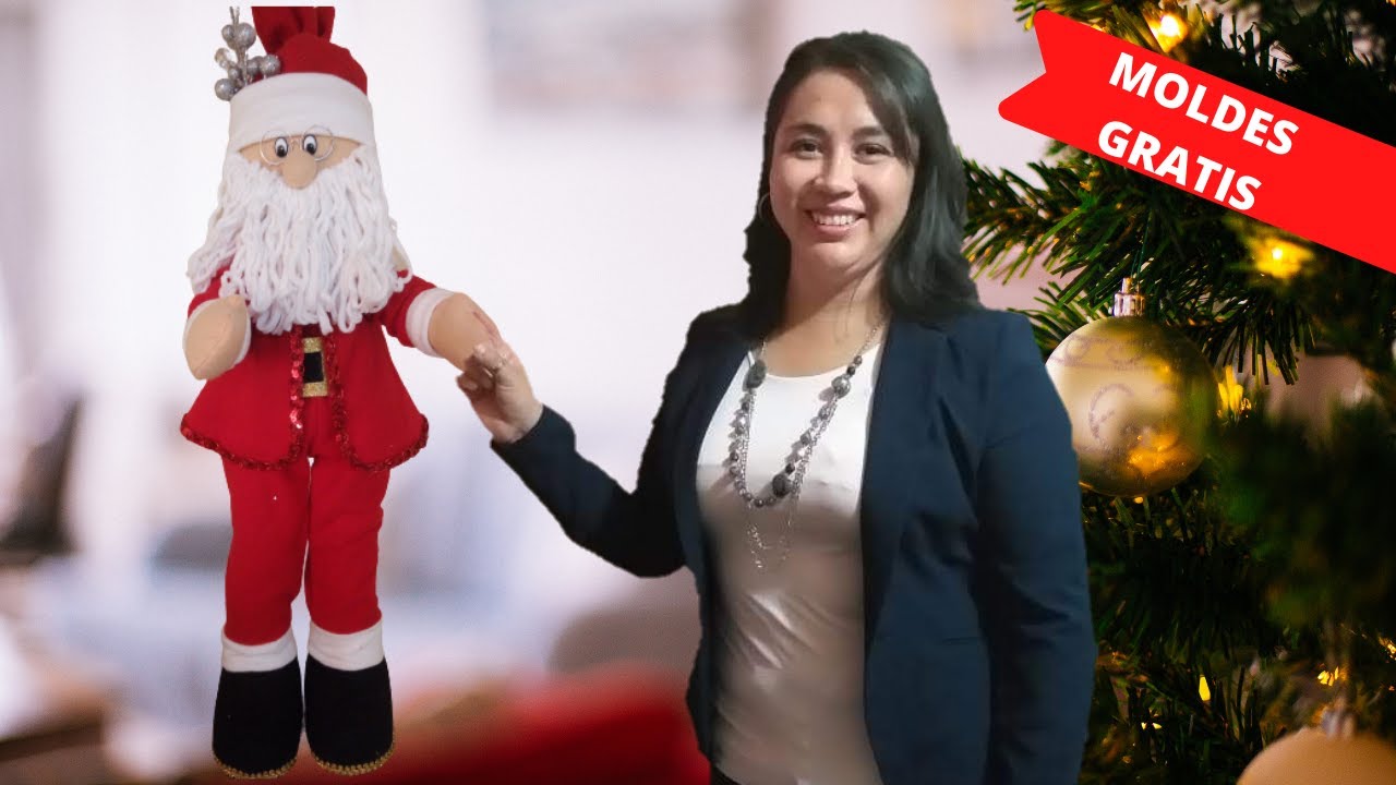 Tutorial como hacer un Papá Noel parado con base de madera con Moldes Gratis, fácil y rápido