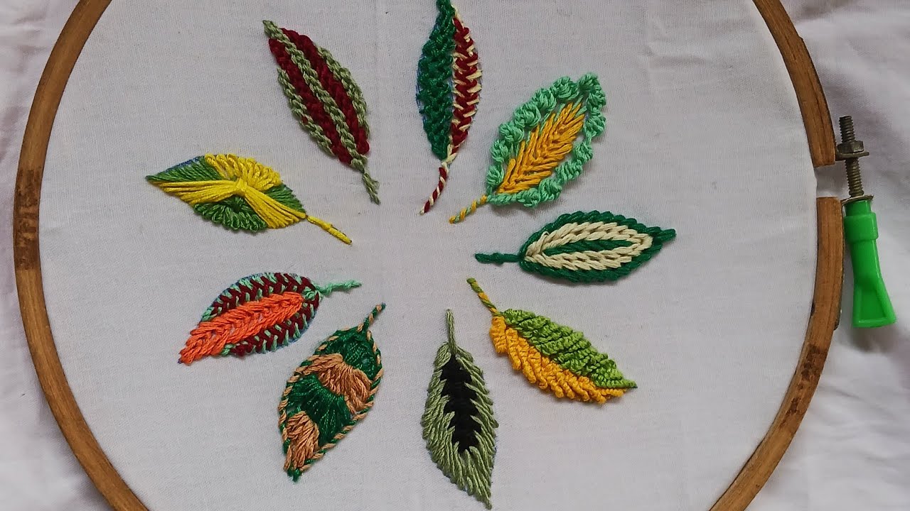 9 Different Styles of Leaf 3D Embroidery | Beautiful Hand Embroidery Leaves 🍃