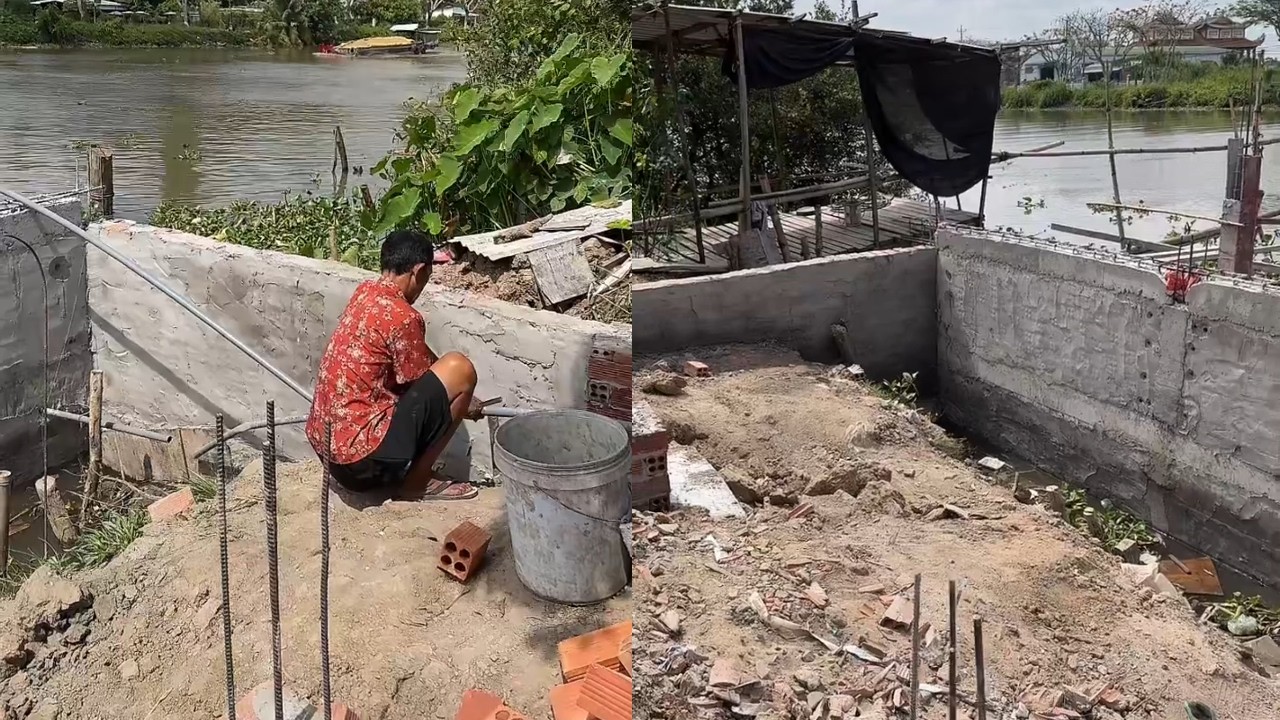 🔴 越南燕燕一家 🔴中国女婿小林给越南媳妇燕燕家建码头： 2026-04-06 10:37:34