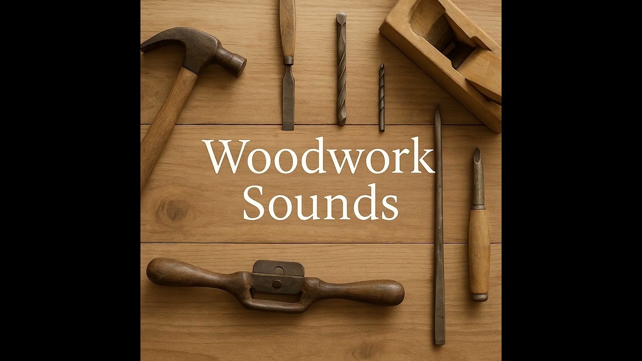ASMR wood work sounds: knife, sandpaper, background village noises... audio only