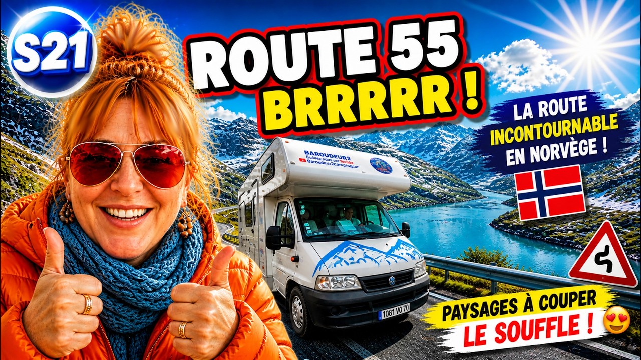 NORVEGE ROUTE 55 : de la neige en été ! #vanlife #campingcar #scandinavia