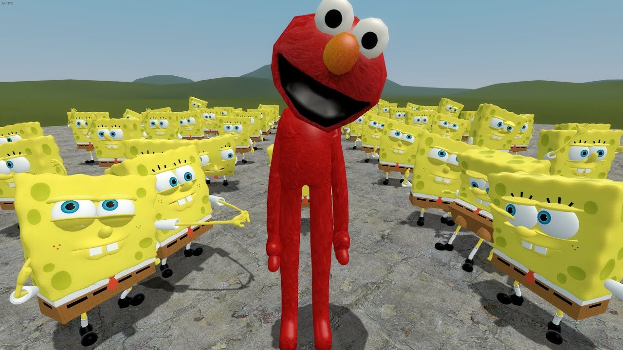 ЭЛМО против 100X ГУБКИ БОБА в Garry's Mod!