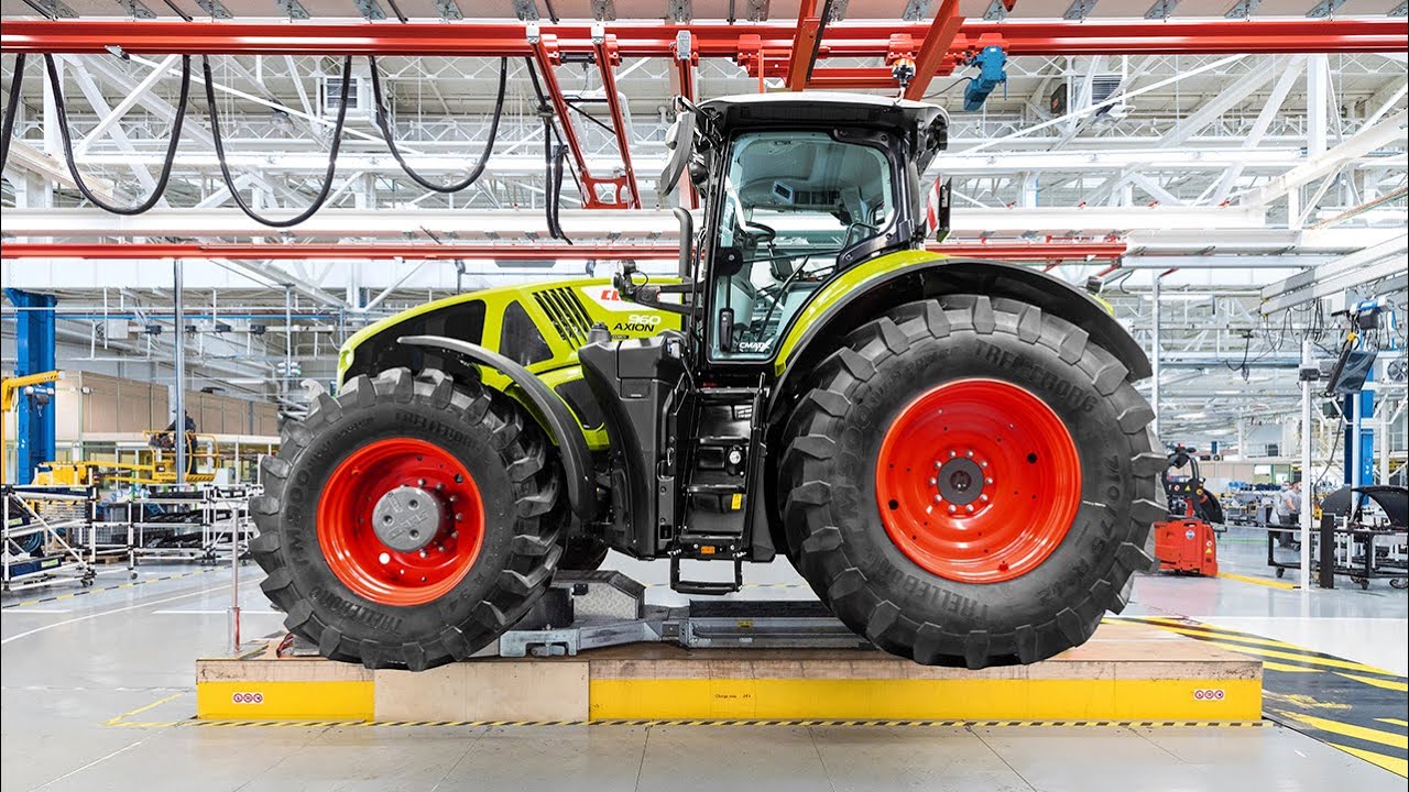 Claas tractor factory Le Mans with Arion and Axion tractors in production and quality check