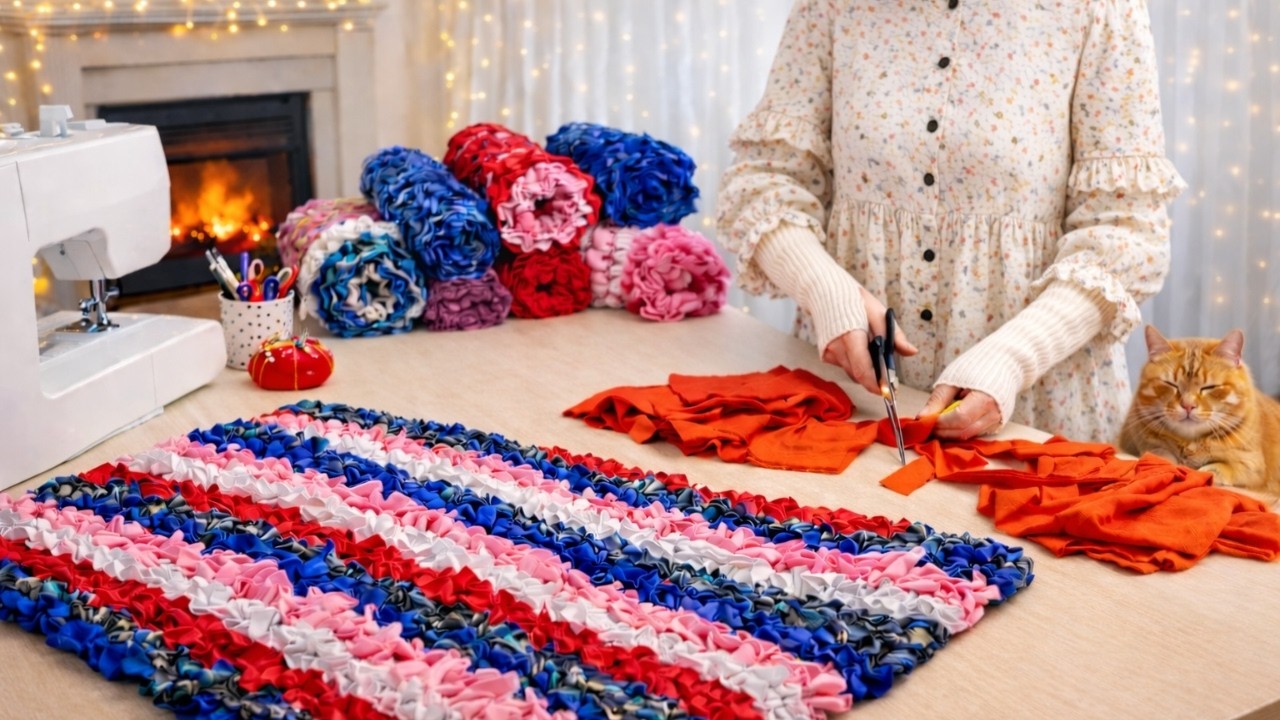 GREAT JOB! Don’t Throw Away Old T-Shirts – Turn Them Into a Soft Rug