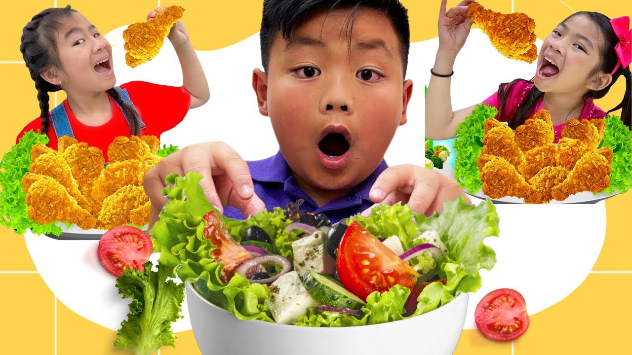 Pollos Fritos vs Verduras, Aprende a Compartir y Comer Alimentos Sanos con Alex y Sus Amigos