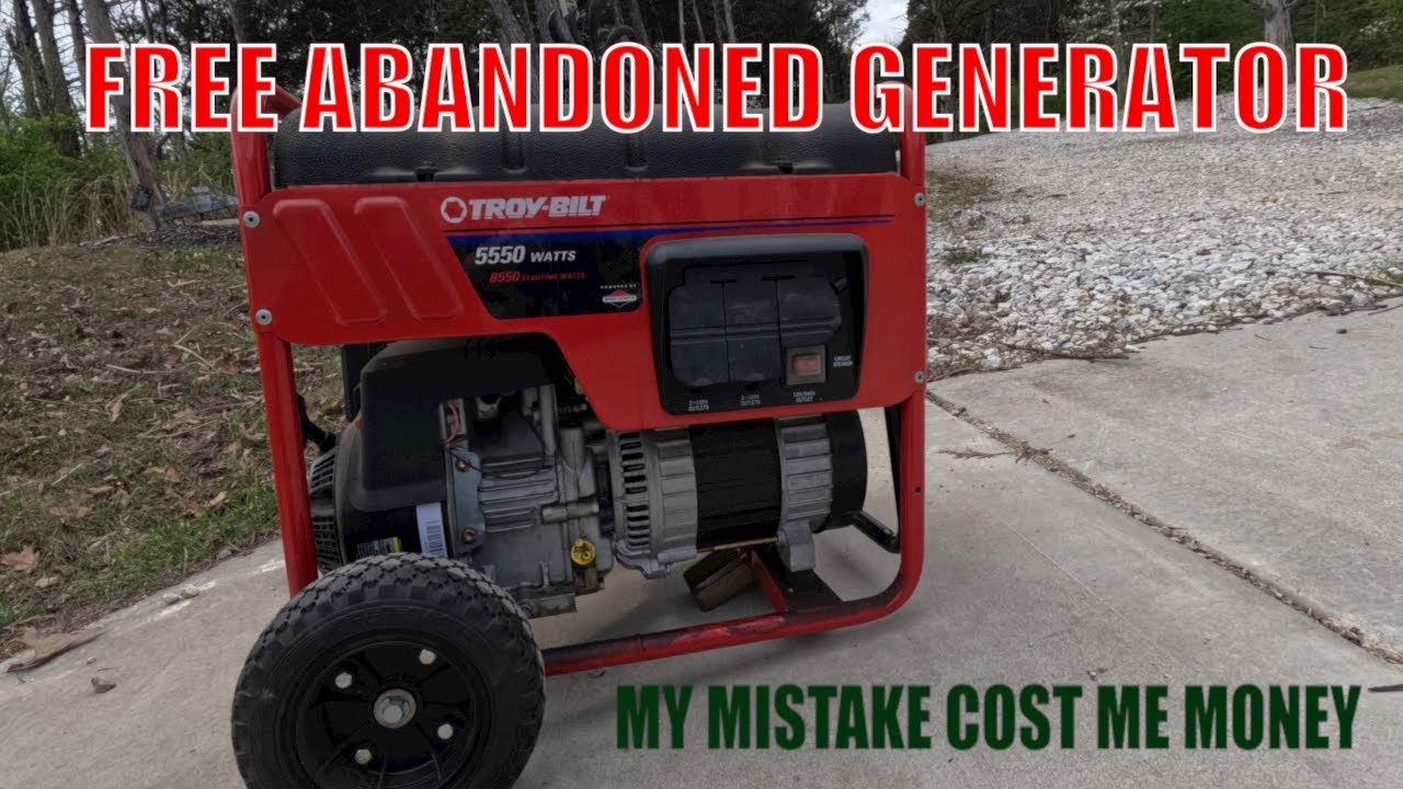 FREE TROY BILT 5550 WATT GENERATOR - WILL IT RUN AND MAKE POWER?  Plus carb cleaning mistake!