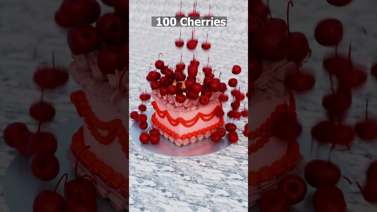 Satisfying Frozen cake and cherries animation