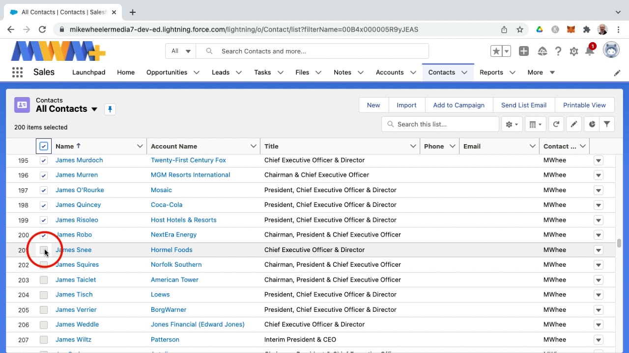 Sending a Mass Email from a Salesforce List View