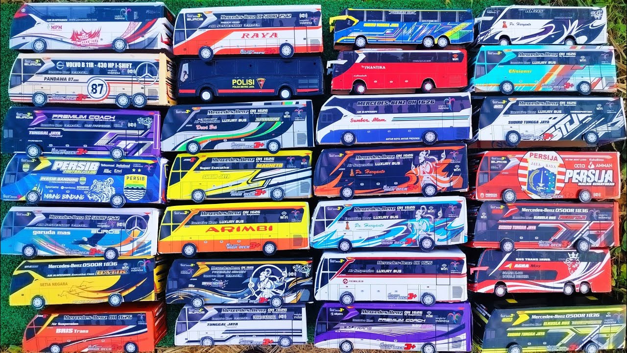 Bus BRIS trans, bus Garuda mas, bus tunggal jaya, bus Pandawa 87, bus MPM,bus Hariyanto, bus polisi