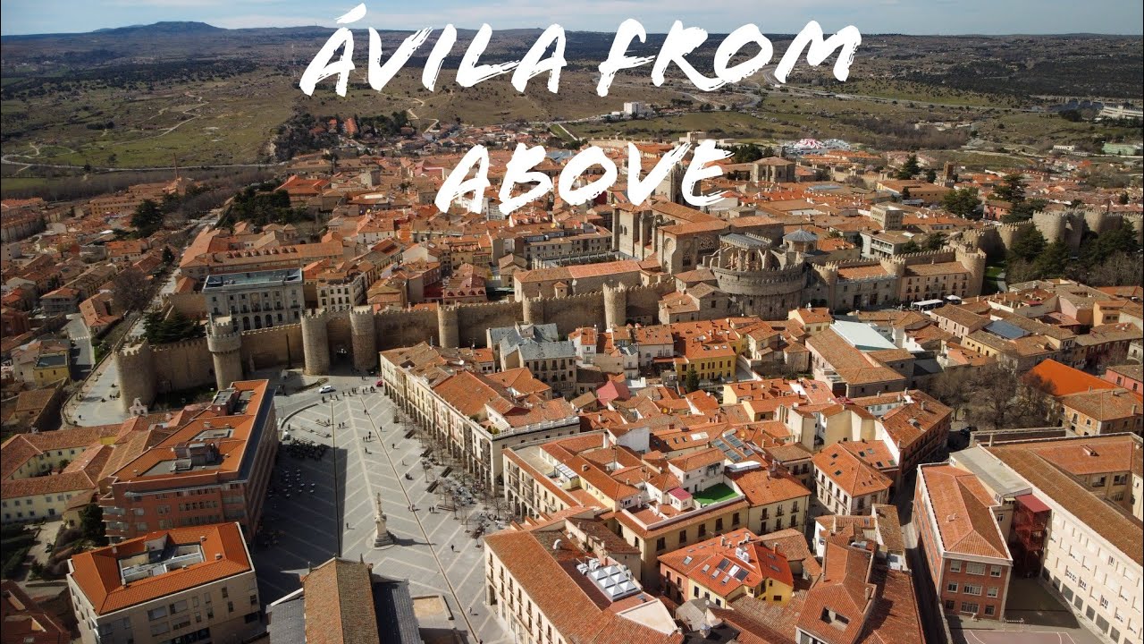 Ávila from above, drone footage of ancient city of Ávila and Muralla de Ávila Spain /España 4K DJI -