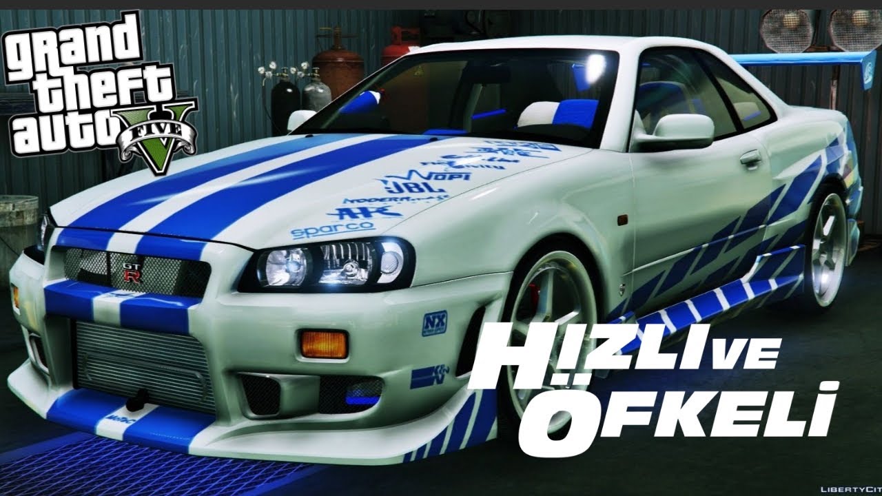 GTA 5 Online Hızlı ve Öfkeli 2 Brian Gümüş Nissan Skyline GT-R R34 (Elegy Retro Custom)