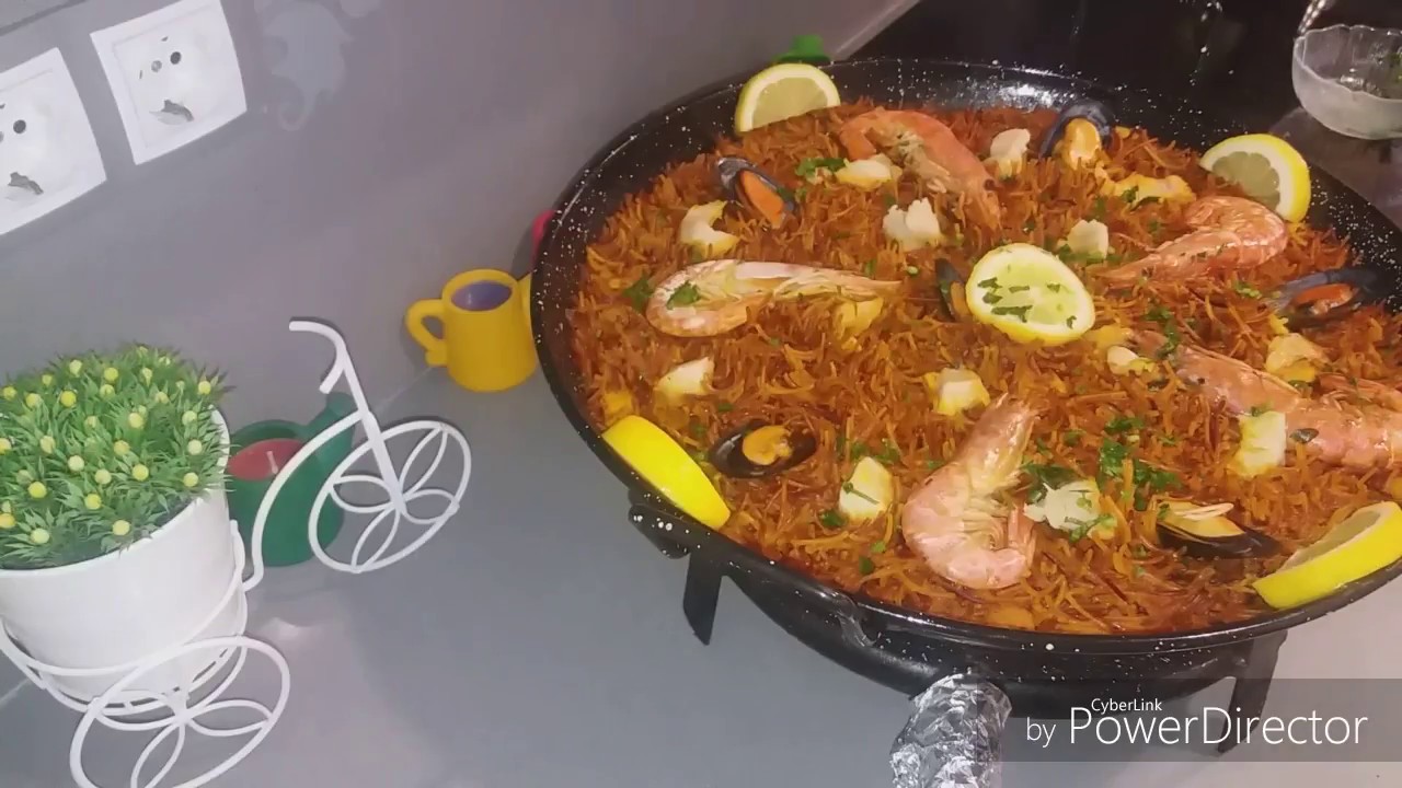 بايلا بالشعرية ااو(fideua) على طريقة المطاعم الإسبانية من الذ ما يكون 😋😋😋
