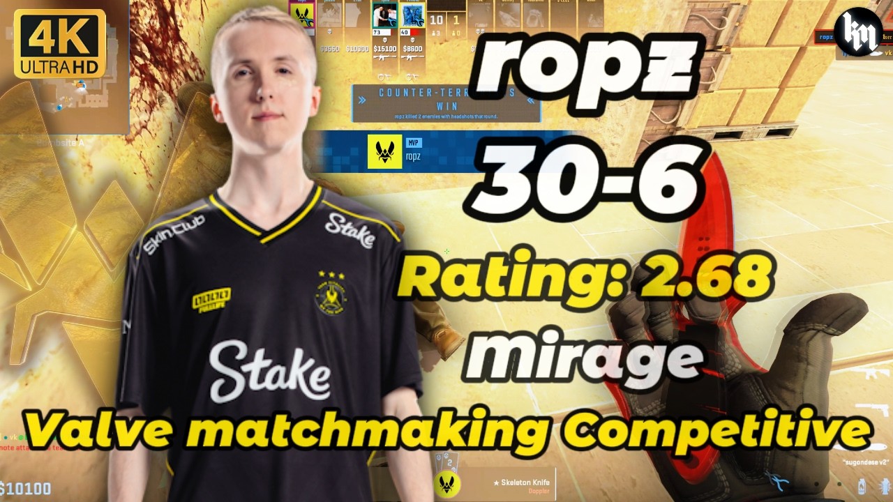 ropz (30-6) Rating: 2.68 (Mirage) Valve matchmaking Competitive | Feb 21, 2026 #cs2 #ropz #pov