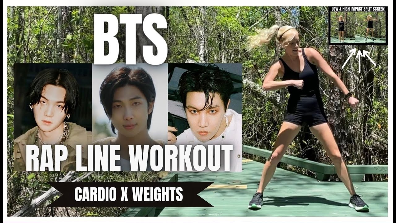 BTS RAP LINE WORKOUT 🔥 CARDIO X WEIGHTS 🔥 BURN UP TO 500 KCAL 🔥 HIGH & LOW IMPACT SHOWN
