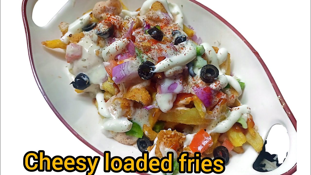 Cheesy loaded fries restaurant style for special kids in winter vacation