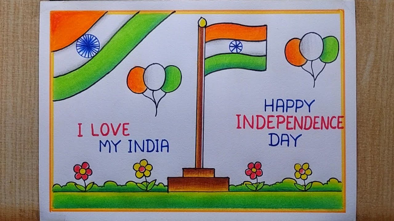 Very easy Independence Day drawing| Independence day poster drawing| Happy Independence day drawing
