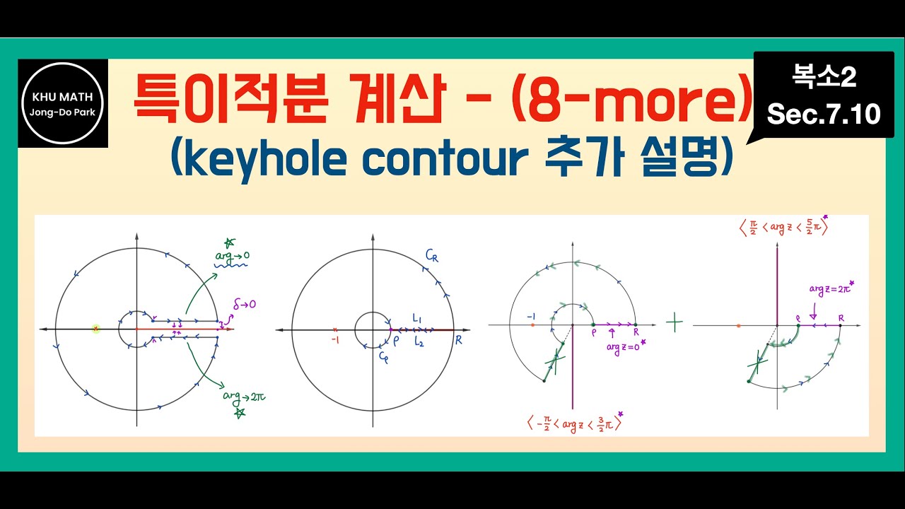 [복소2] 7.10(추가). 특이적분 계산 - (8) : contour 추가 설명