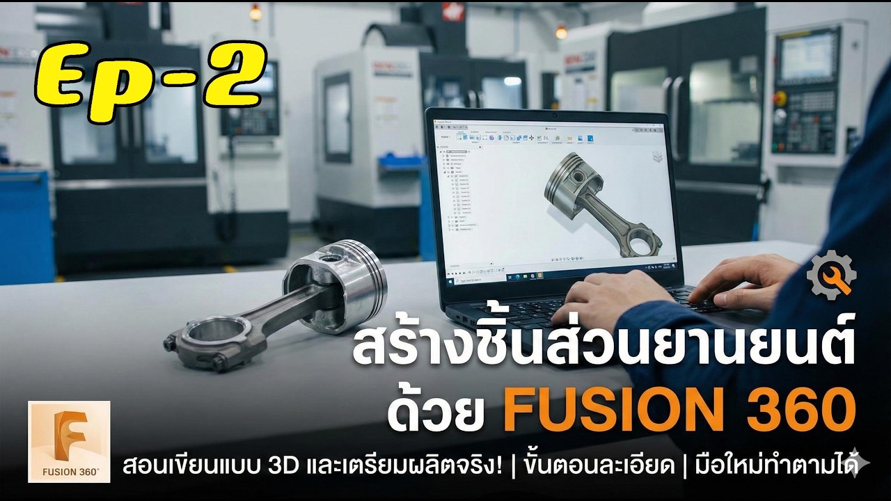 Fusion360 Ep-2 เน้นคำสั่ง สเกต2D ที่ใช้งานจริง By Narpop3d.