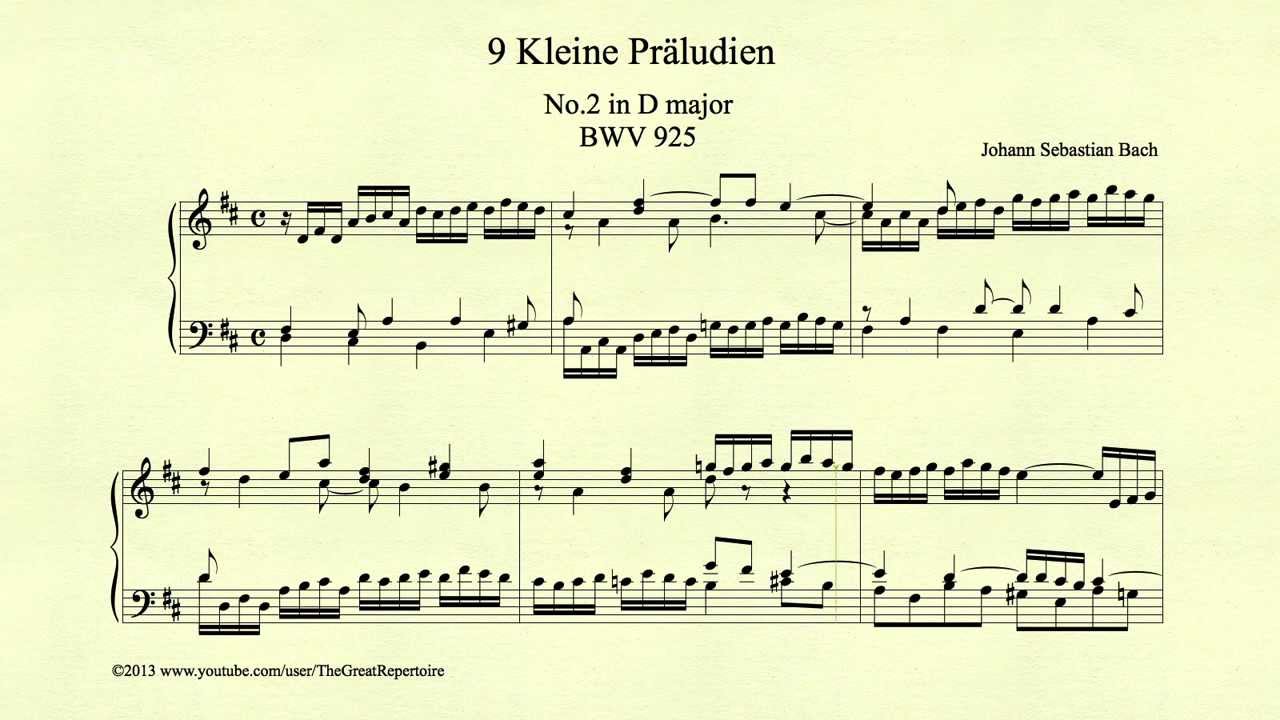 Bach, Prelude in D major, BWV 925, Piano