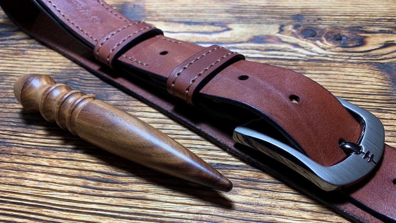 Ремень поясной/брючный из кожи Краст цвета Коньяк от #wildleathercraft