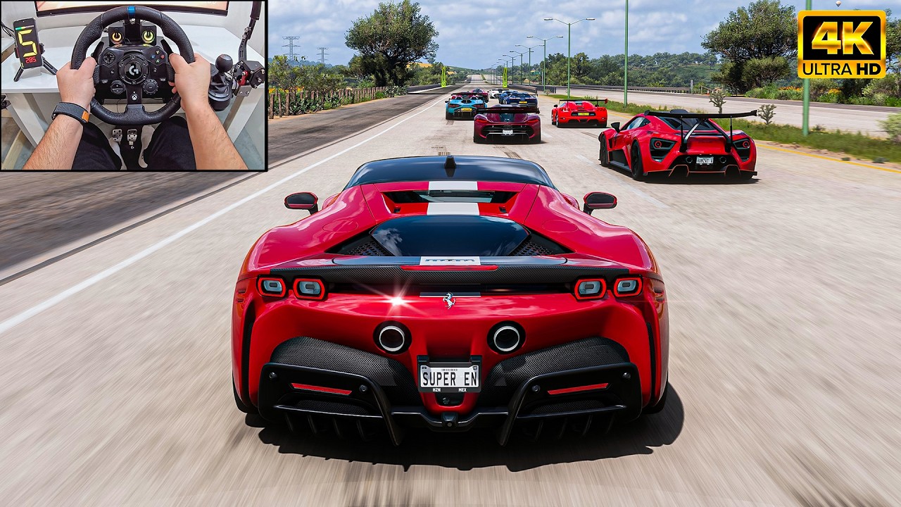 Ferrari SF90 Stradale VS Hypercars - Forza Horizon 5 | Logitech G923 Steering Wheel