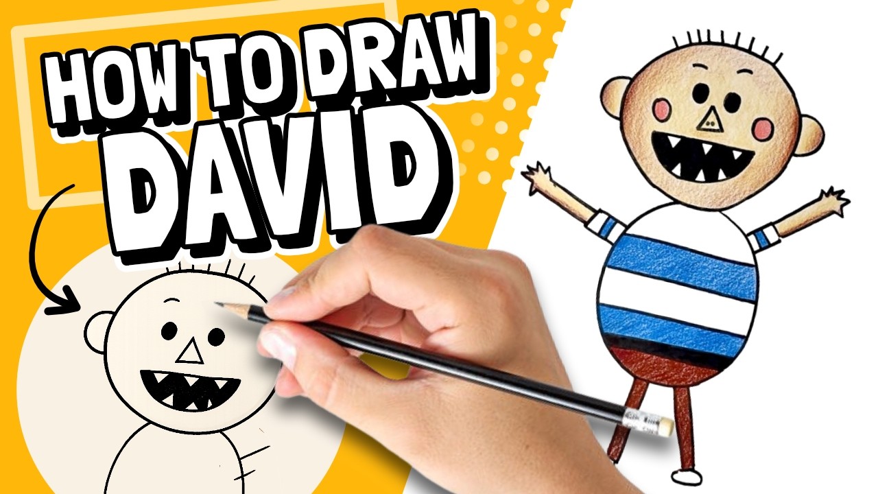 How to Draw David from No, David by David Shannon Step by Step with Pinky Curls