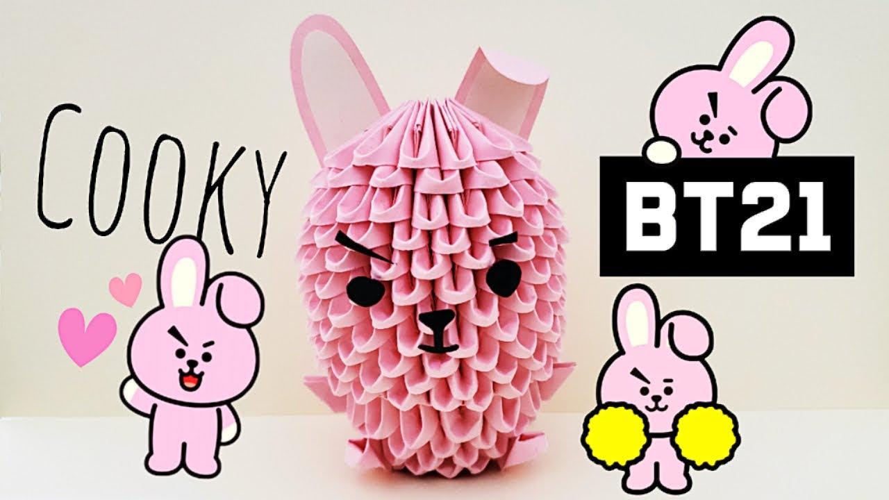 BT21 Cooky 3D Origami Tutorial - BTS ✧ LuckyPaper