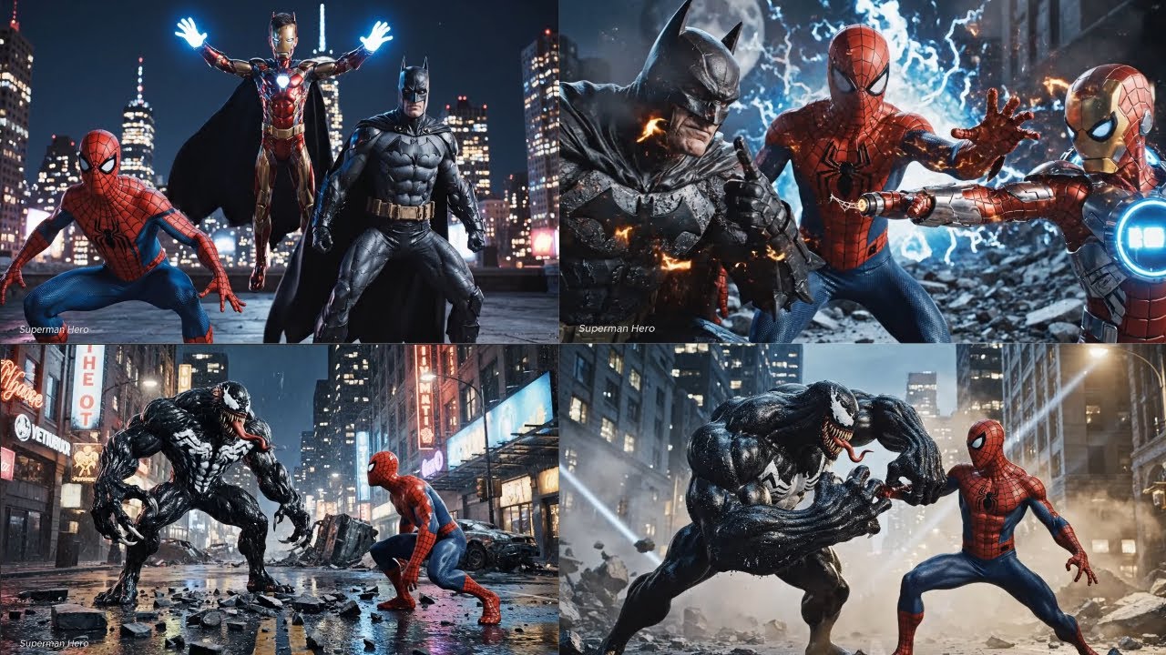 When Heroes Collide: Spider-Man, Batman vs Hulk & Venom | City Destroyed