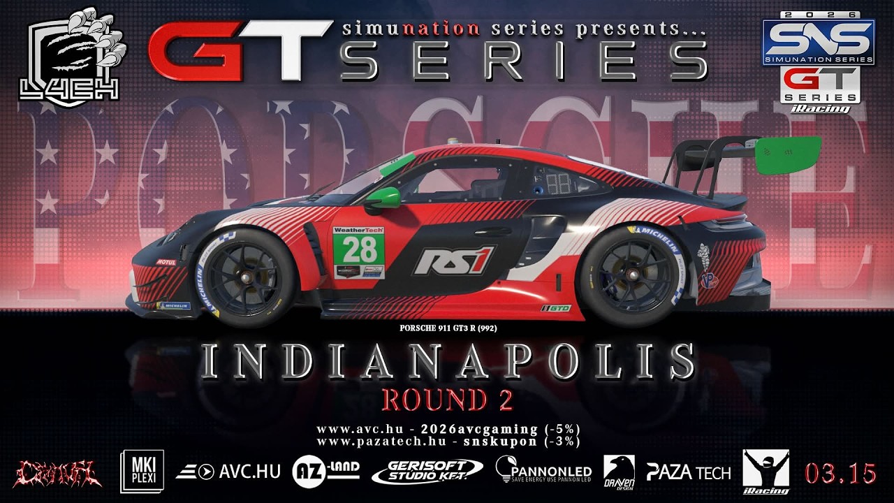 Simunaition Series GT3 bajnokság 2. forduló Indianapolisból